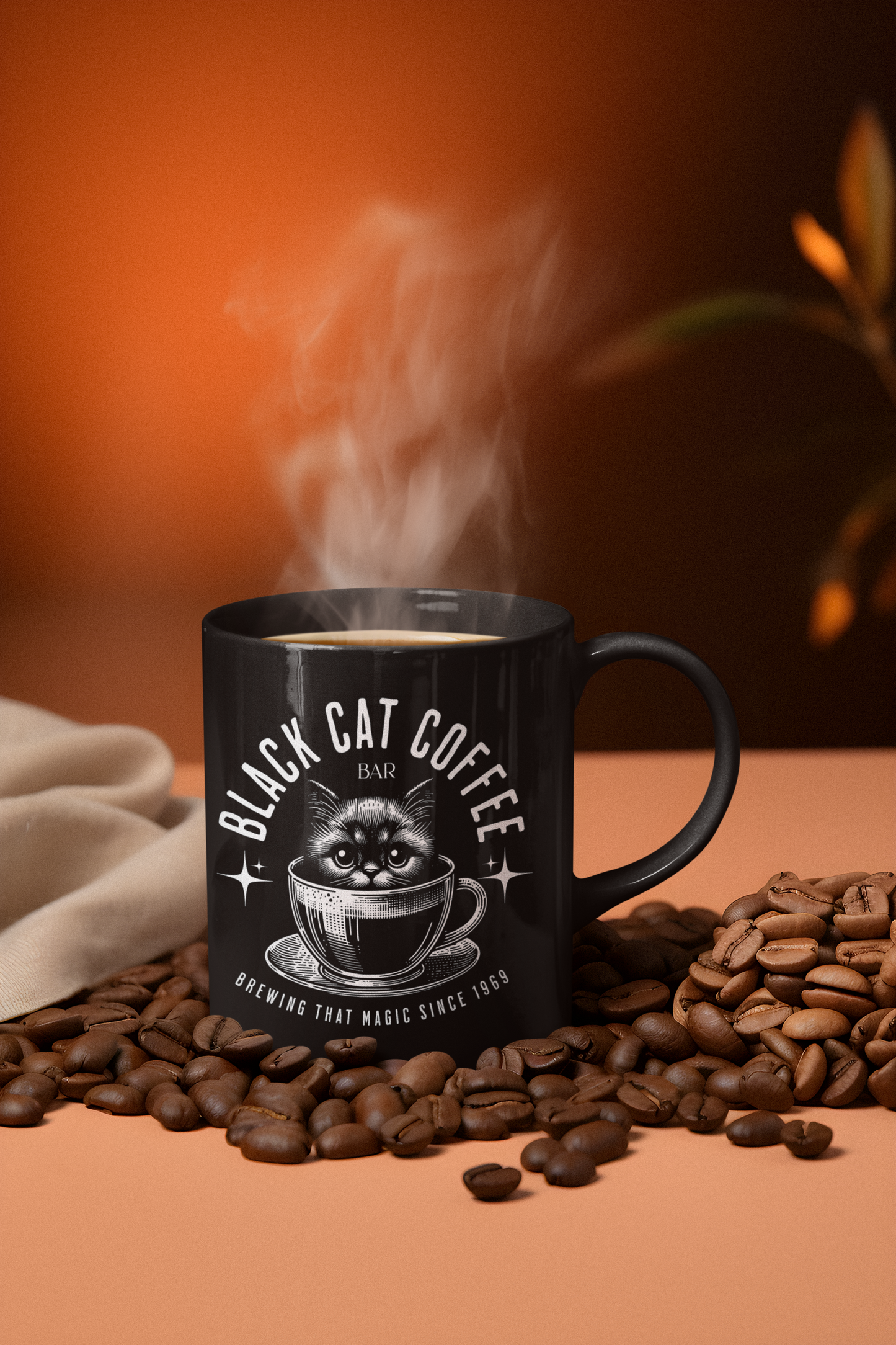 Black Cat Coffee Bar - Black Glossy Mug