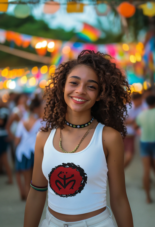 Taino Coqui Symbol In Circle Of Enlightenment Crop Top