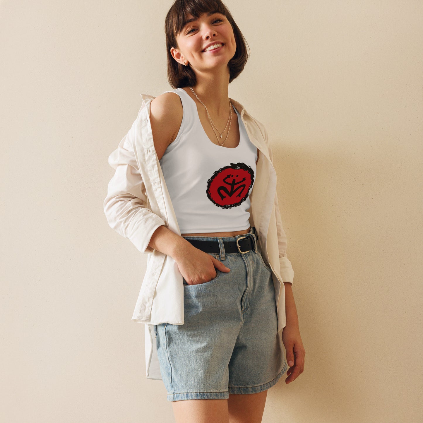 Taino Coqui Symbol In Circle Of Enlightenment Crop Top