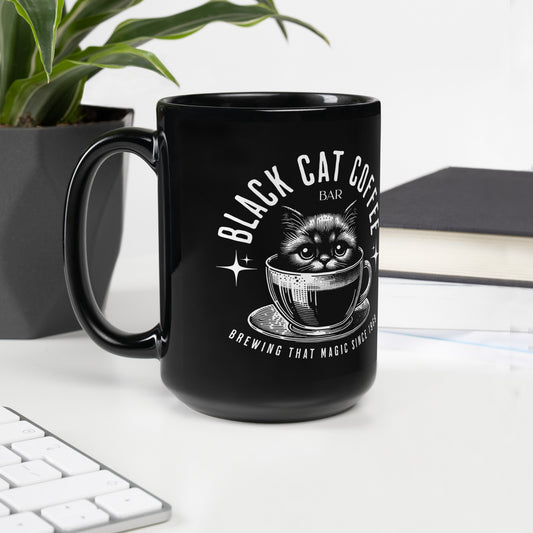 Black Cat Coffee Bar - Black Glossy Mug