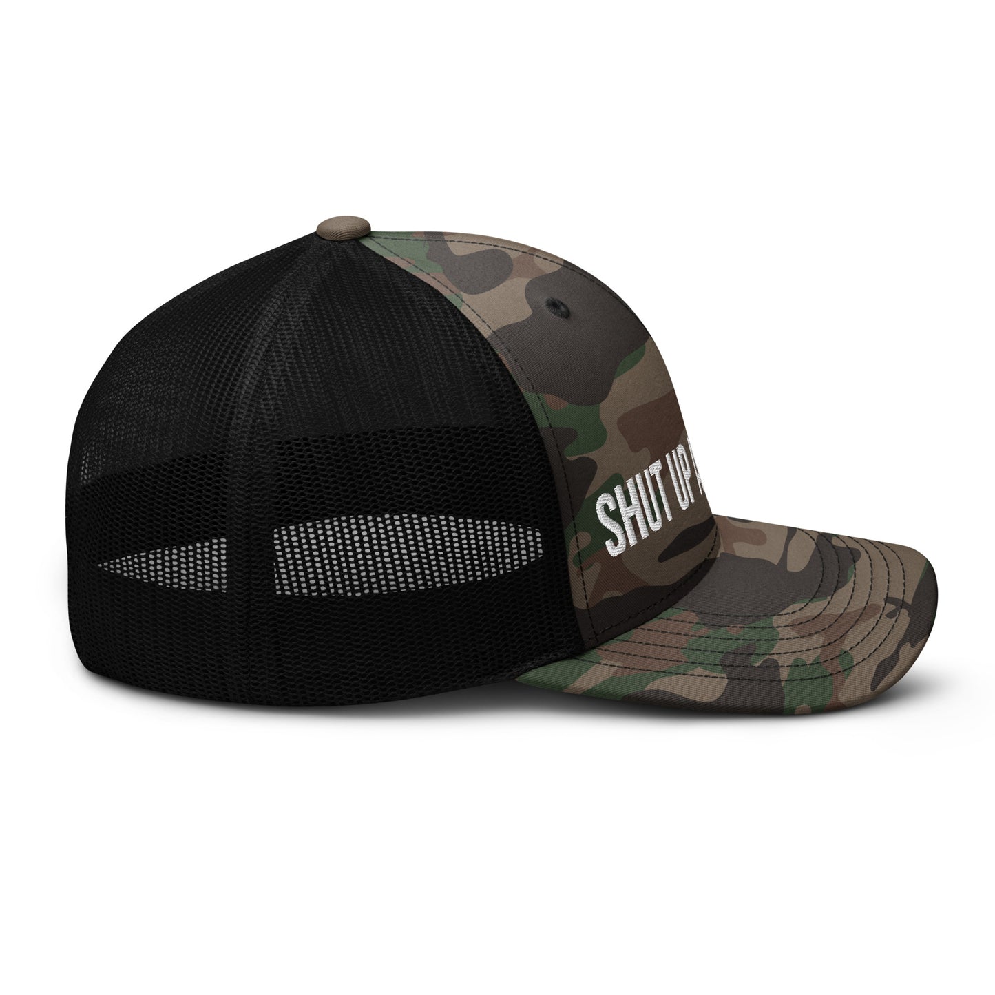 Shut Up And Train Camouflage trucker hat