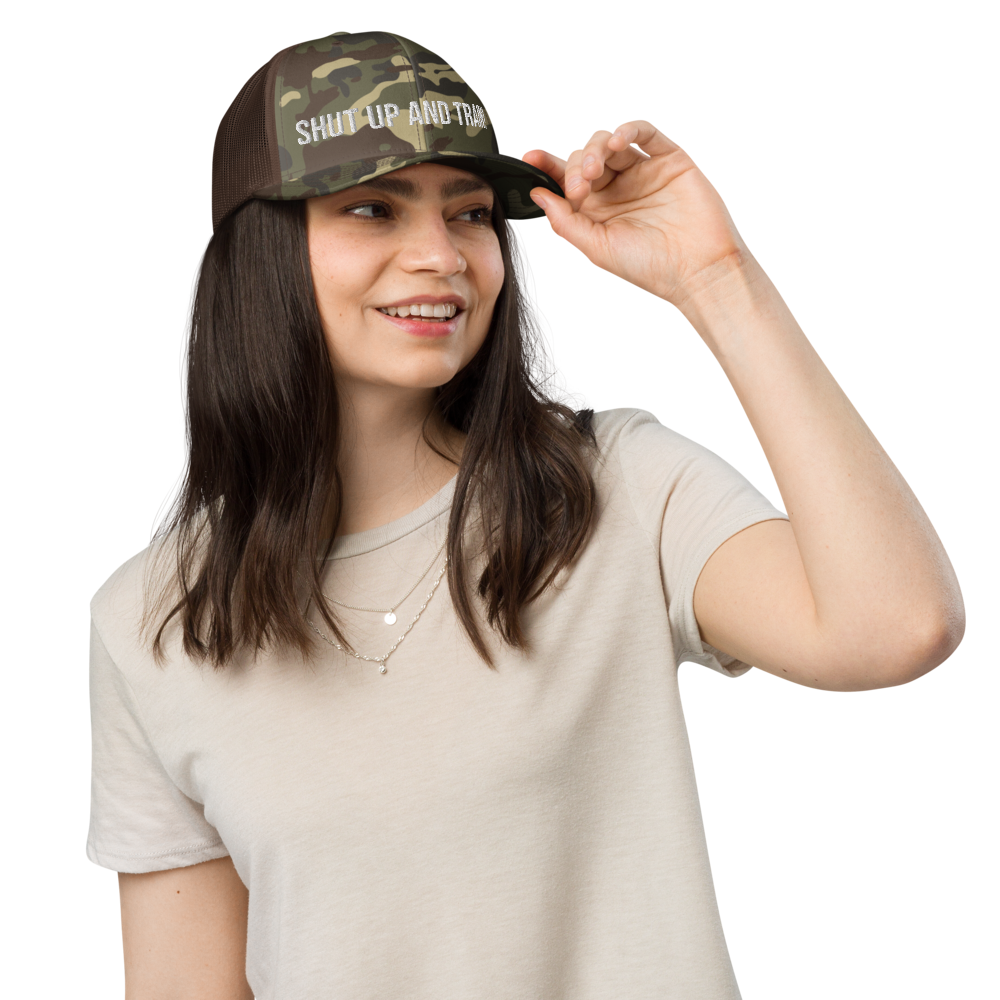 Shut Up And Train Camouflage trucker hat