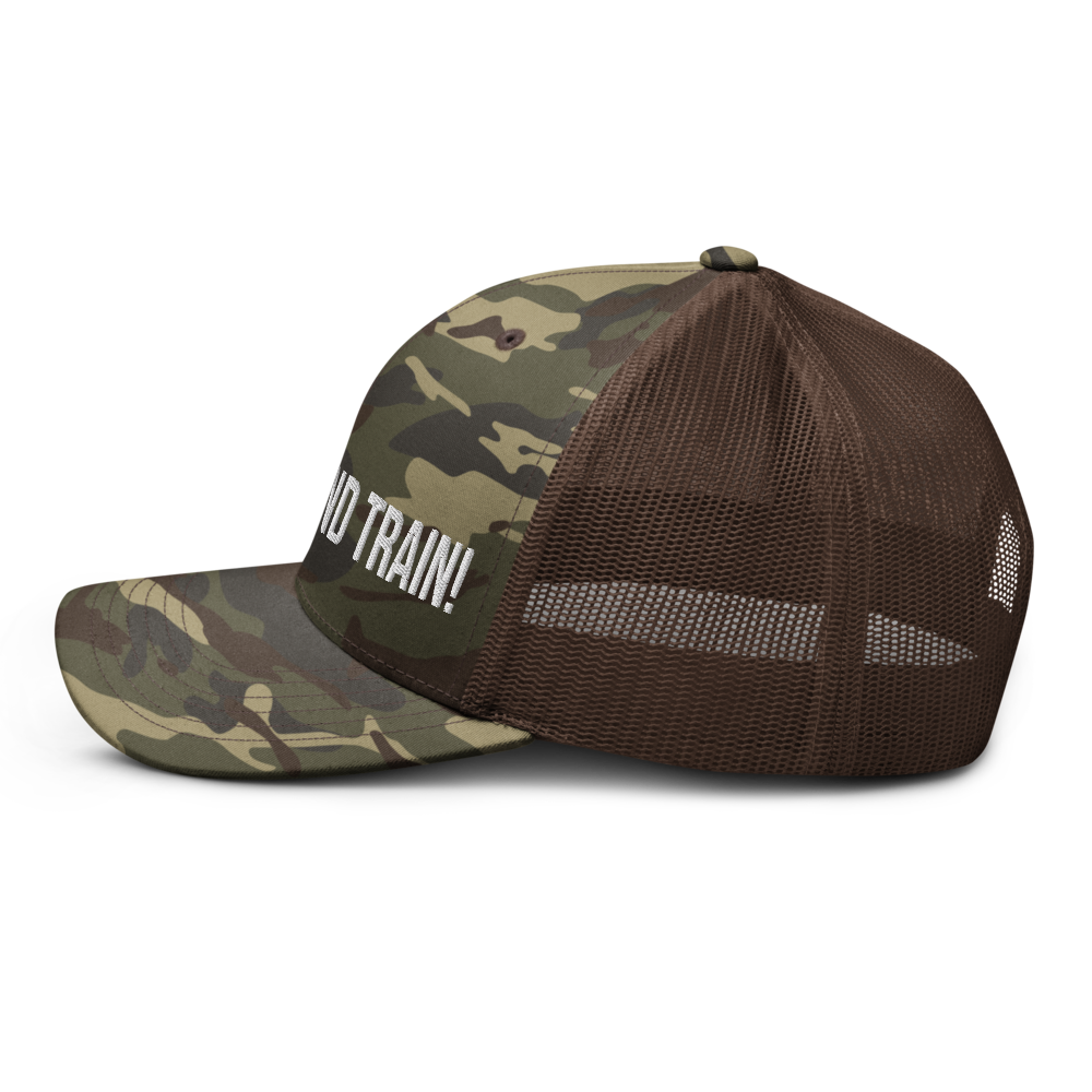 Shut Up And Train Camouflage trucker hat