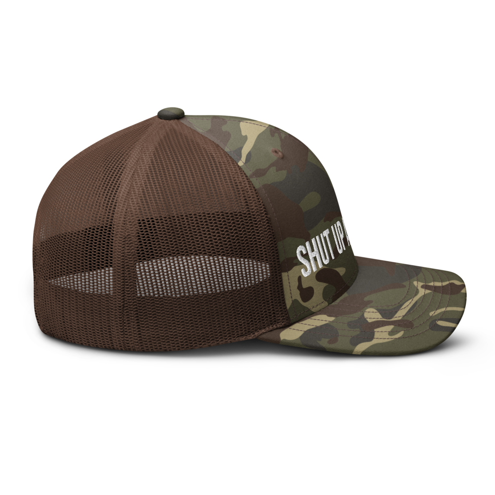 Shut Up And Train Camouflage trucker hat