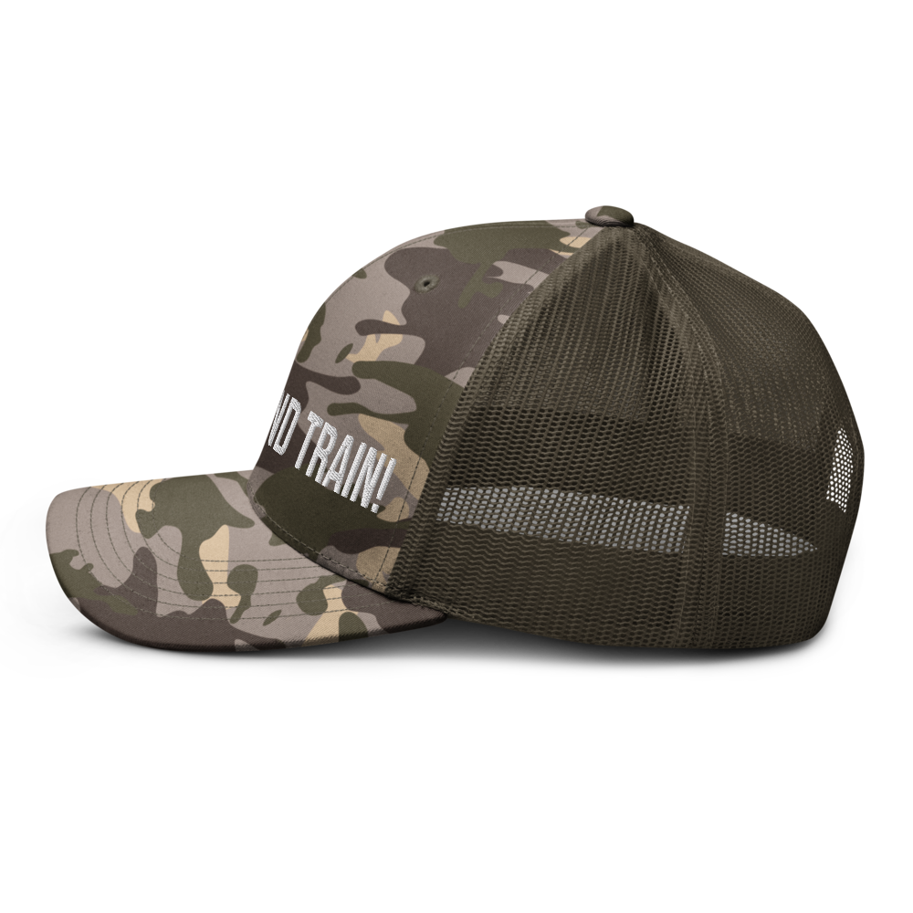 Shut Up And Train Camouflage trucker hat