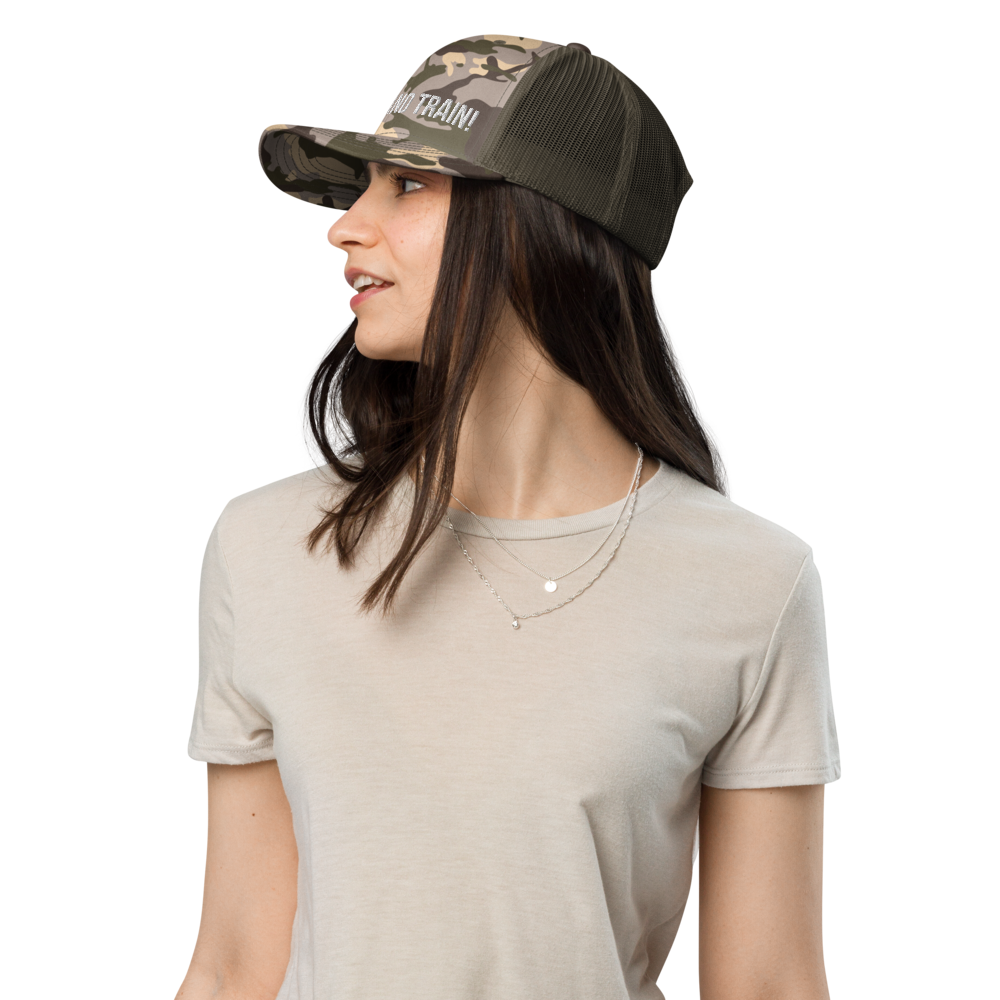 Shut Up And Train Camouflage trucker hat