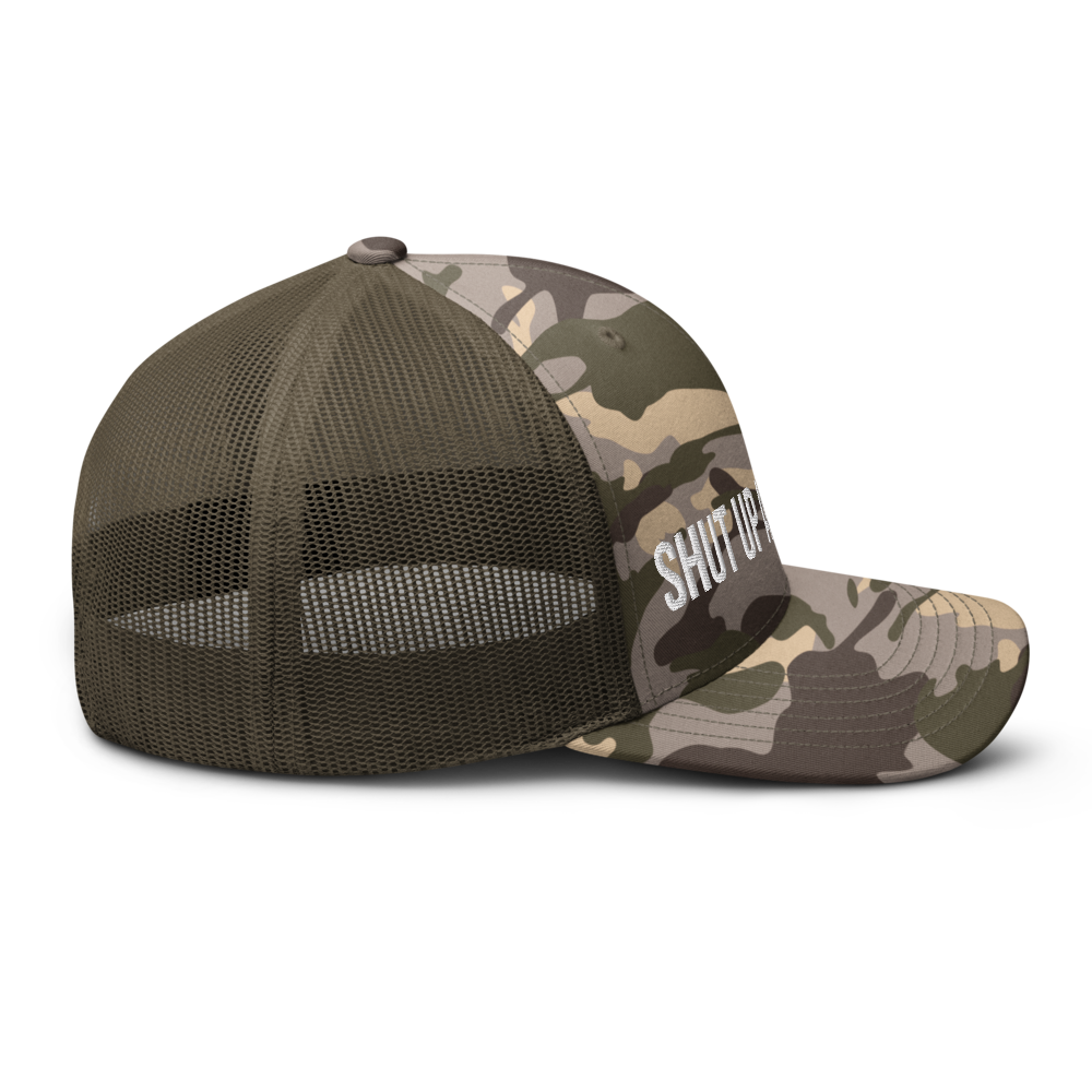 Shut Up And Train Camouflage trucker hat