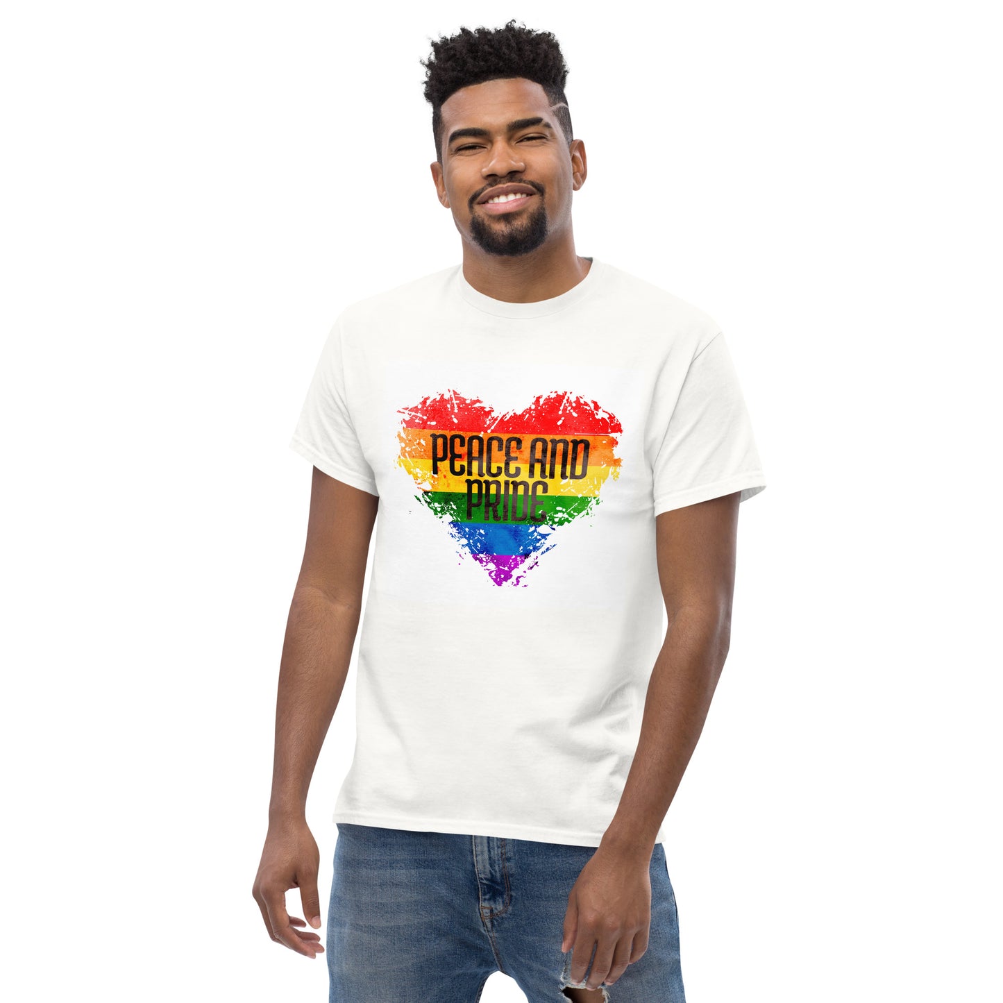 Peace And Pride: Rainbow Heart Men's classic tee