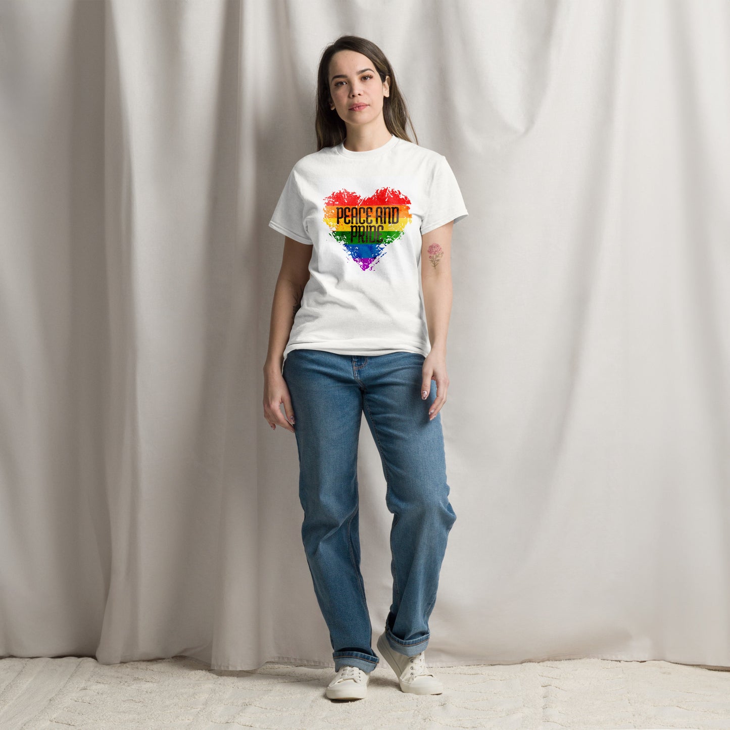Peace And Pride: Rainbow Heart Men's classic tee