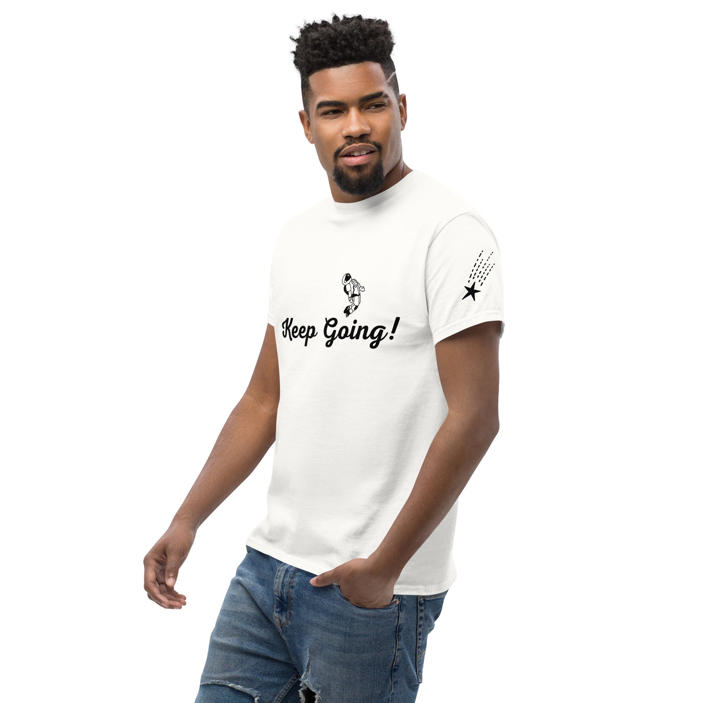 Keep Going! Space Theme Men's classic tee