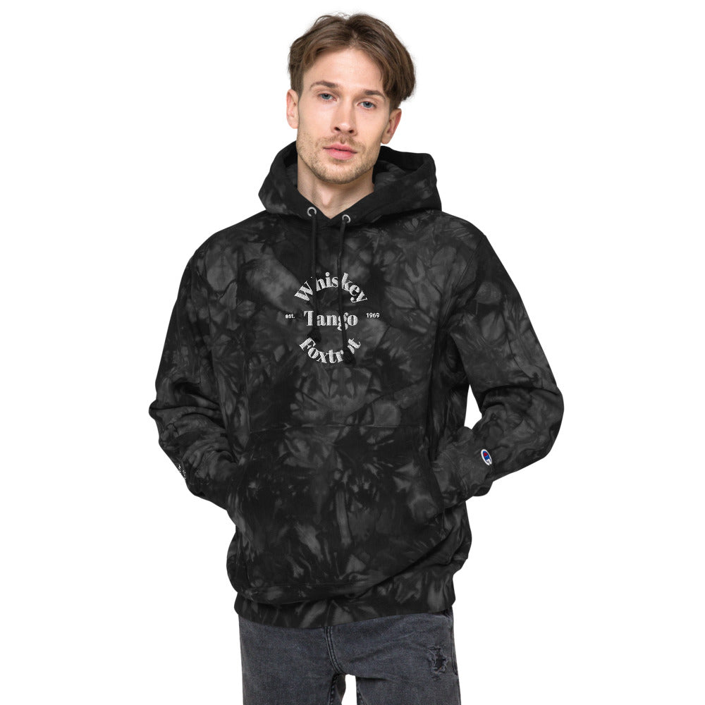 Whiskey Tango Foxtrot Est. 1969 Unisex Champion tie-dye hoodie