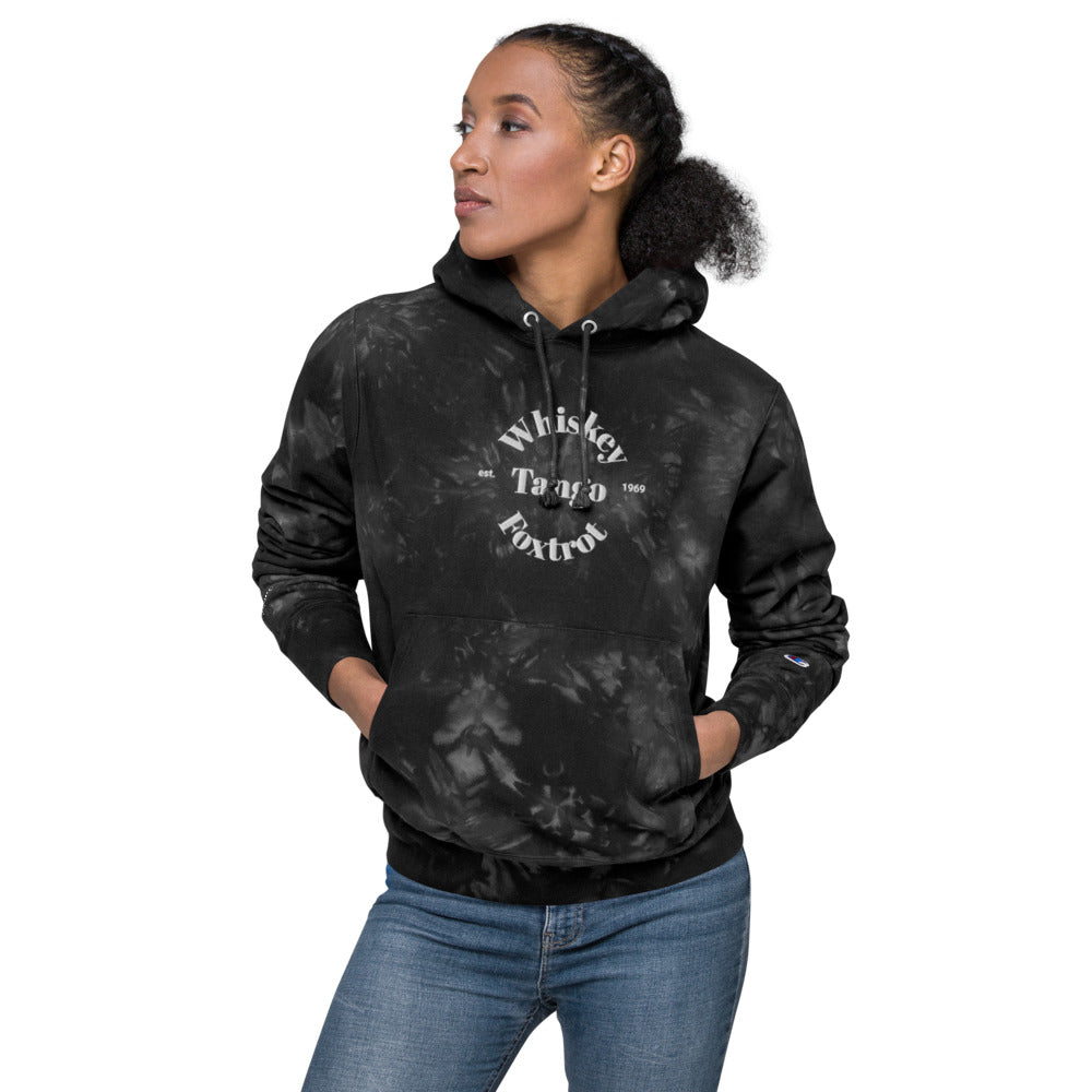 Whiskey Tango Foxtrot Est. 1969 Unisex Champion tie-dye hoodie