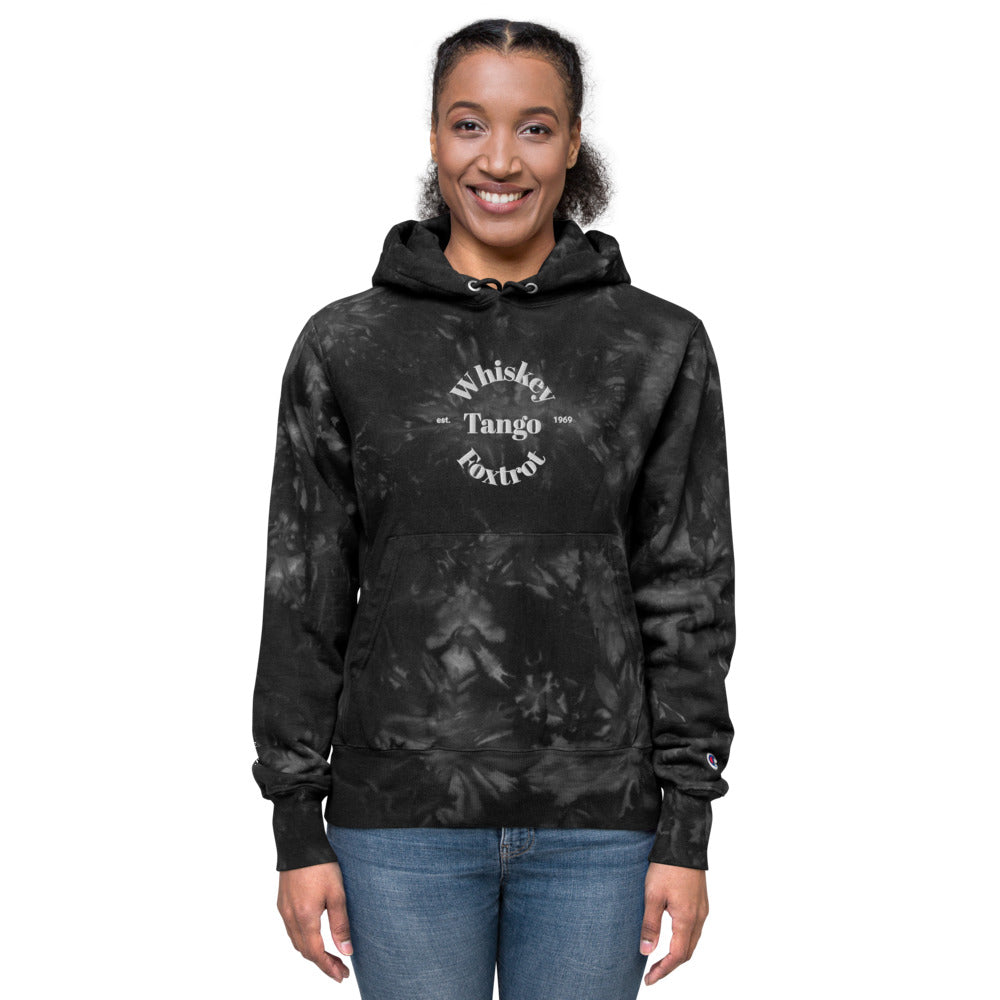 Whiskey Tango Foxtrot Est. 1969 Unisex Champion tie-dye hoodie