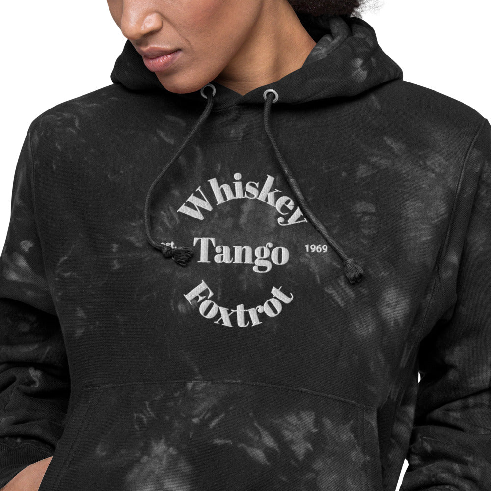 Whiskey Tango Foxtrot Est. 1969 Unisex Champion tie-dye hoodie