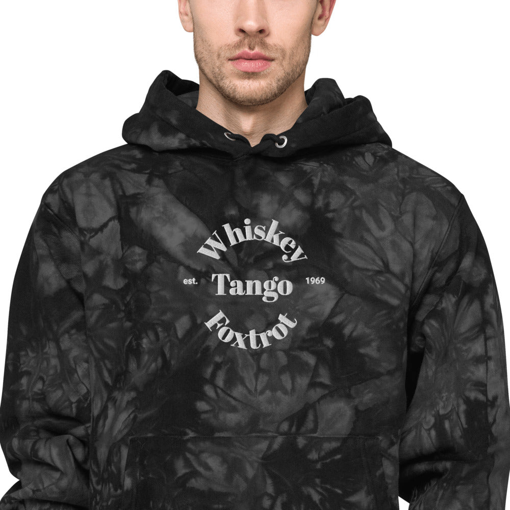 Whiskey Tango Foxtrot Est. 1969 Unisex Champion tie-dye hoodie