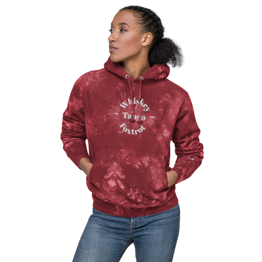 Whiskey Tango Foxtrot Est. 1969 Unisex Champion tie-dye hoodie