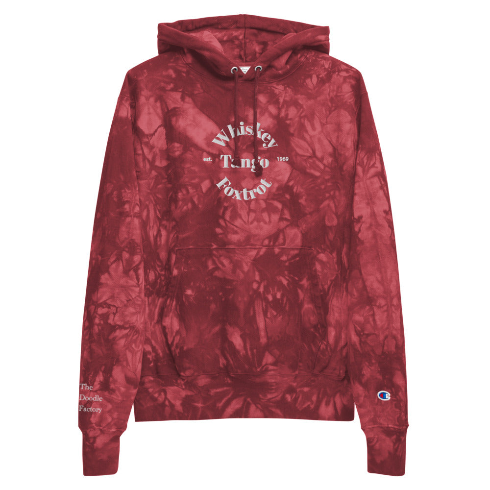 Whiskey Tango Foxtrot Est. 1969 Unisex Champion tie-dye hoodie