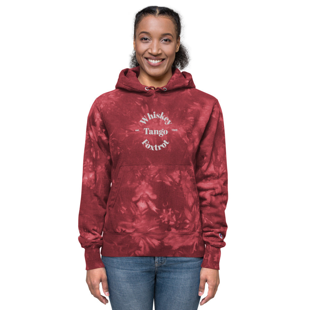 Whiskey Tango Foxtrot Est. 1969 Unisex Champion tie-dye hoodie