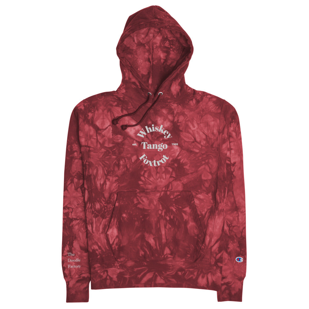 Whiskey Tango Foxtrot Est. 1969 Unisex Champion tie-dye hoodie