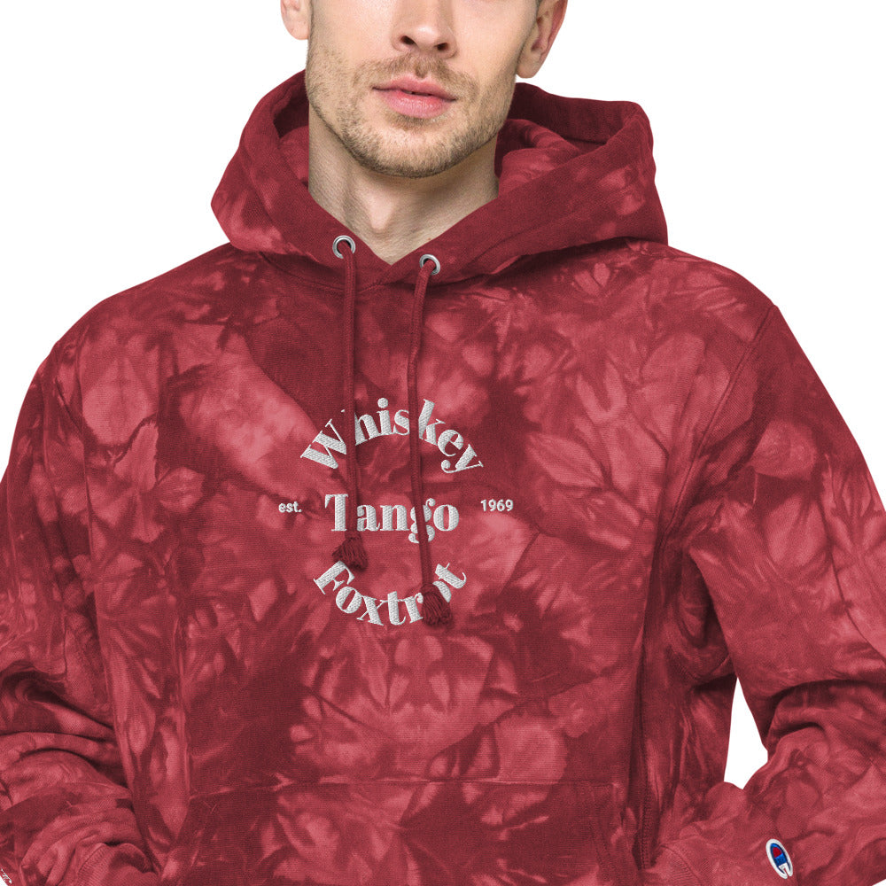 Whiskey Tango Foxtrot Est. 1969 Unisex Champion tie-dye hoodie