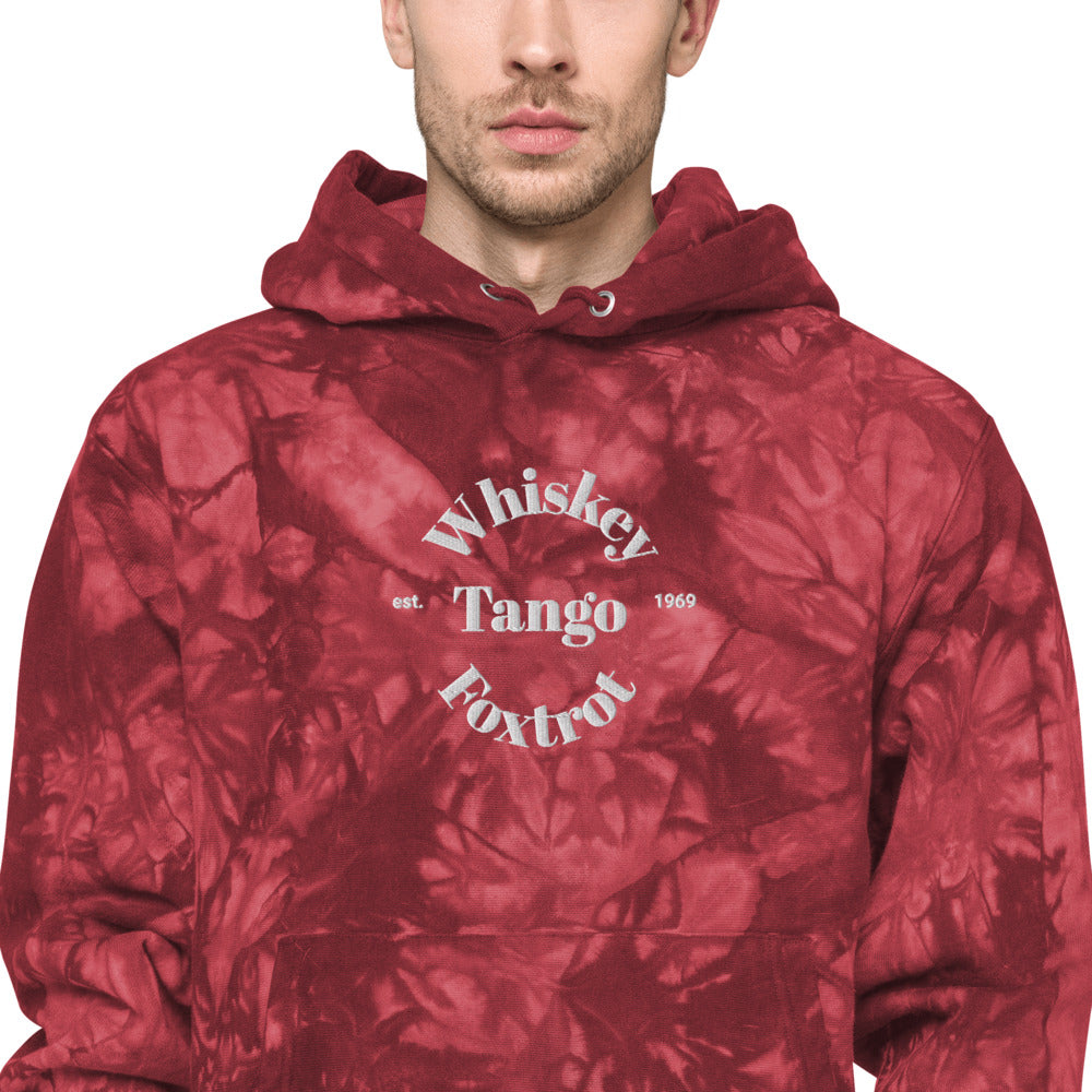 Whiskey Tango Foxtrot Est. 1969 Unisex Champion tie-dye hoodie