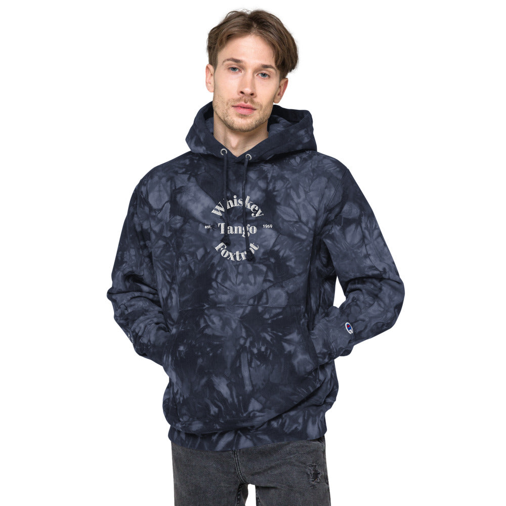 Whiskey Tango Foxtrot Est. 1969 Unisex Champion tie-dye hoodie