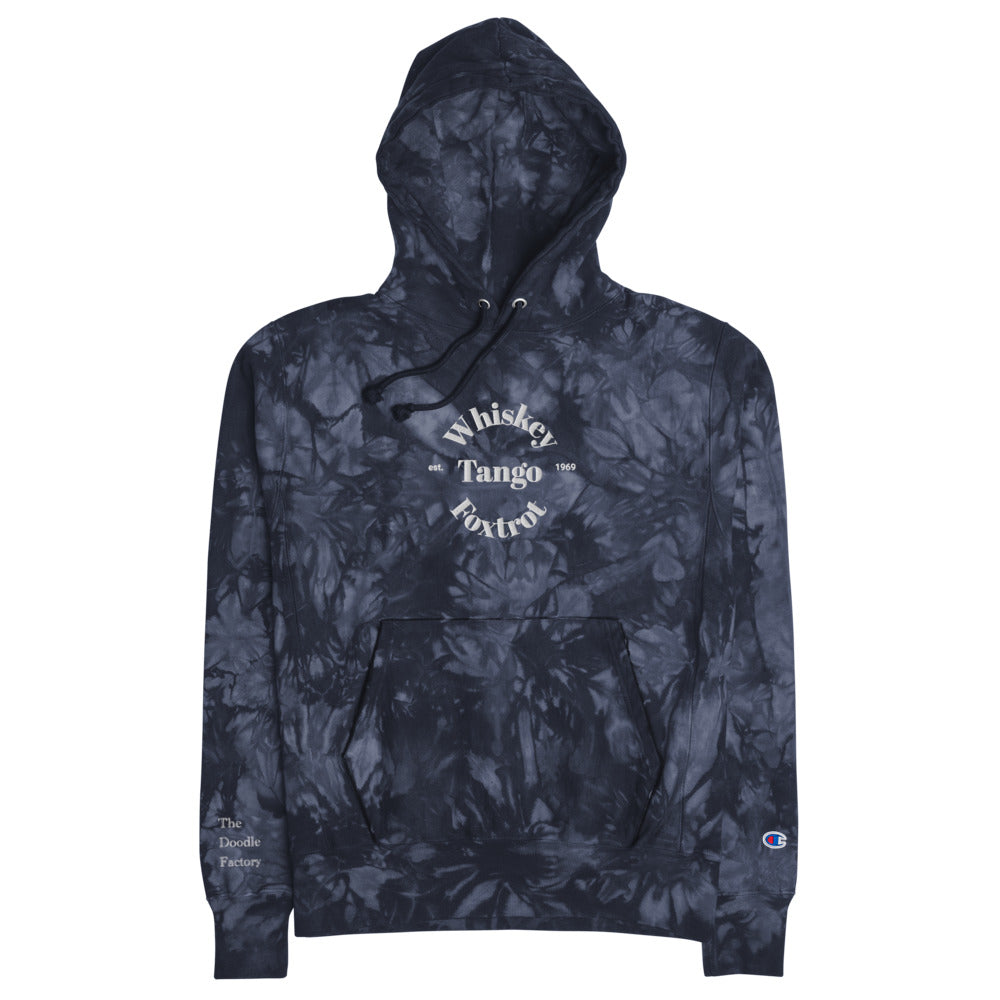 Whiskey Tango Foxtrot Est. 1969 Unisex Champion tie-dye hoodie