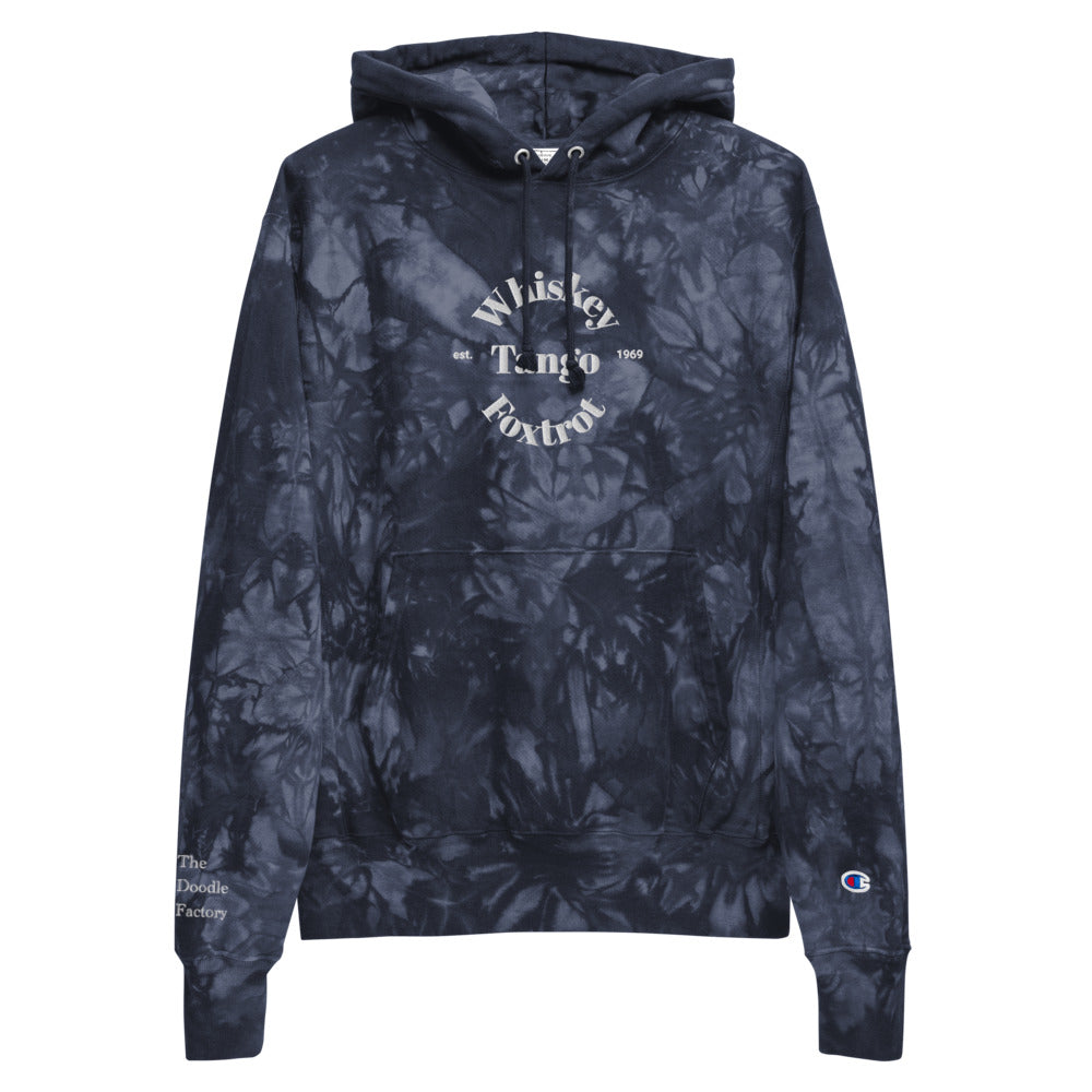 Whiskey Tango Foxtrot Est. 1969 Unisex Champion tie-dye hoodie
