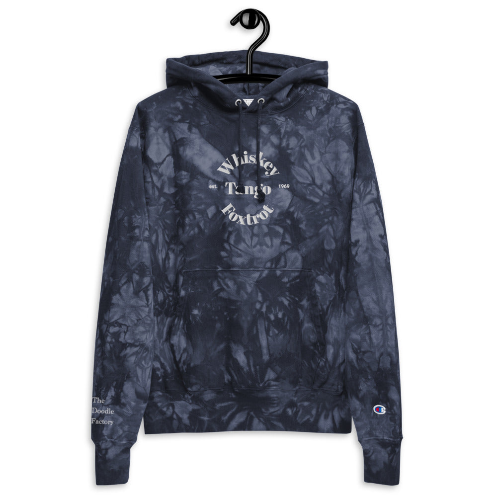 Whiskey Tango Foxtrot Est. 1969 Unisex Champion tie-dye hoodie