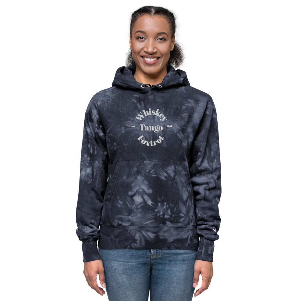 Whiskey Tango Foxtrot Est. 1969 Unisex Champion tie-dye hoodie