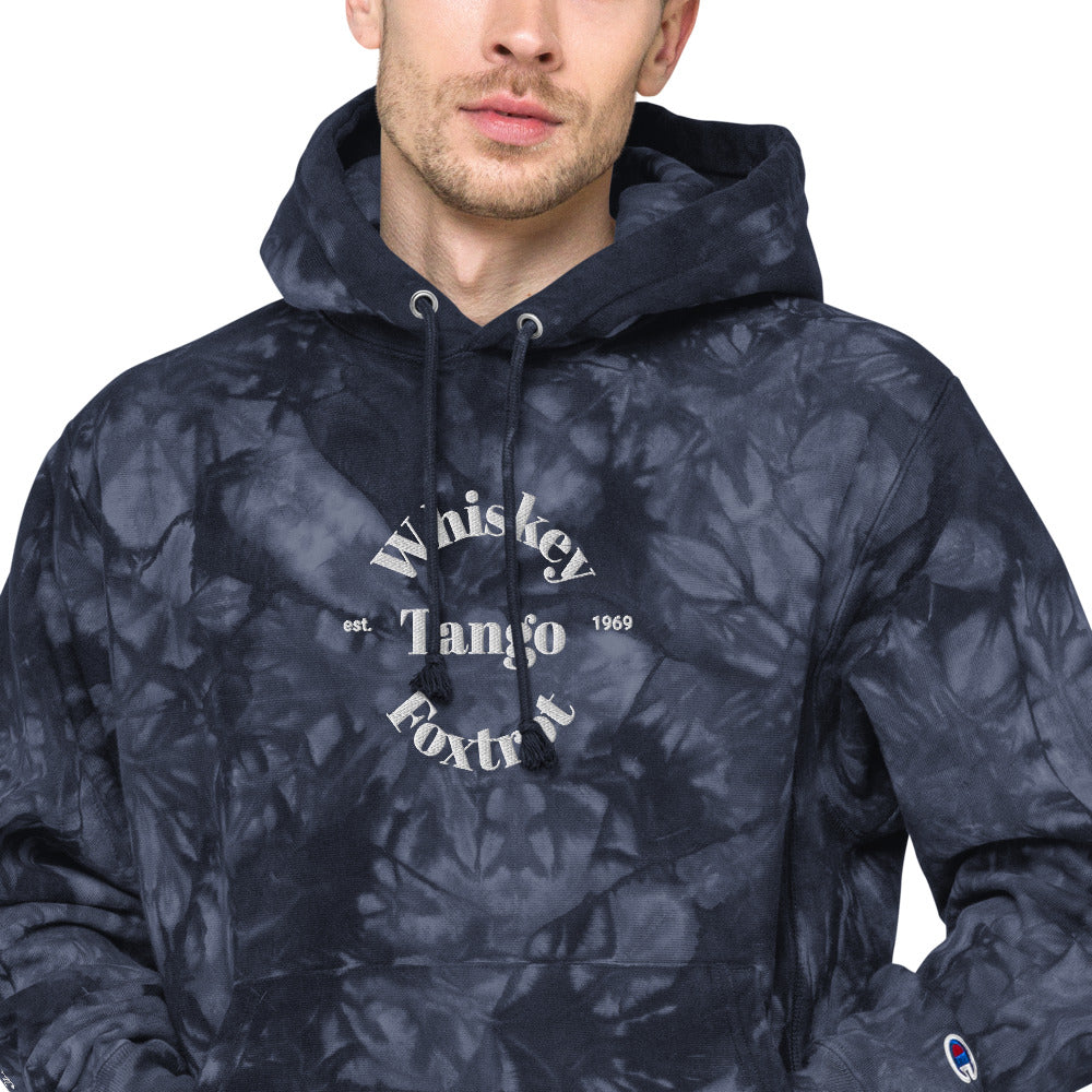 Whiskey Tango Foxtrot Est. 1969 Unisex Champion tie-dye hoodie