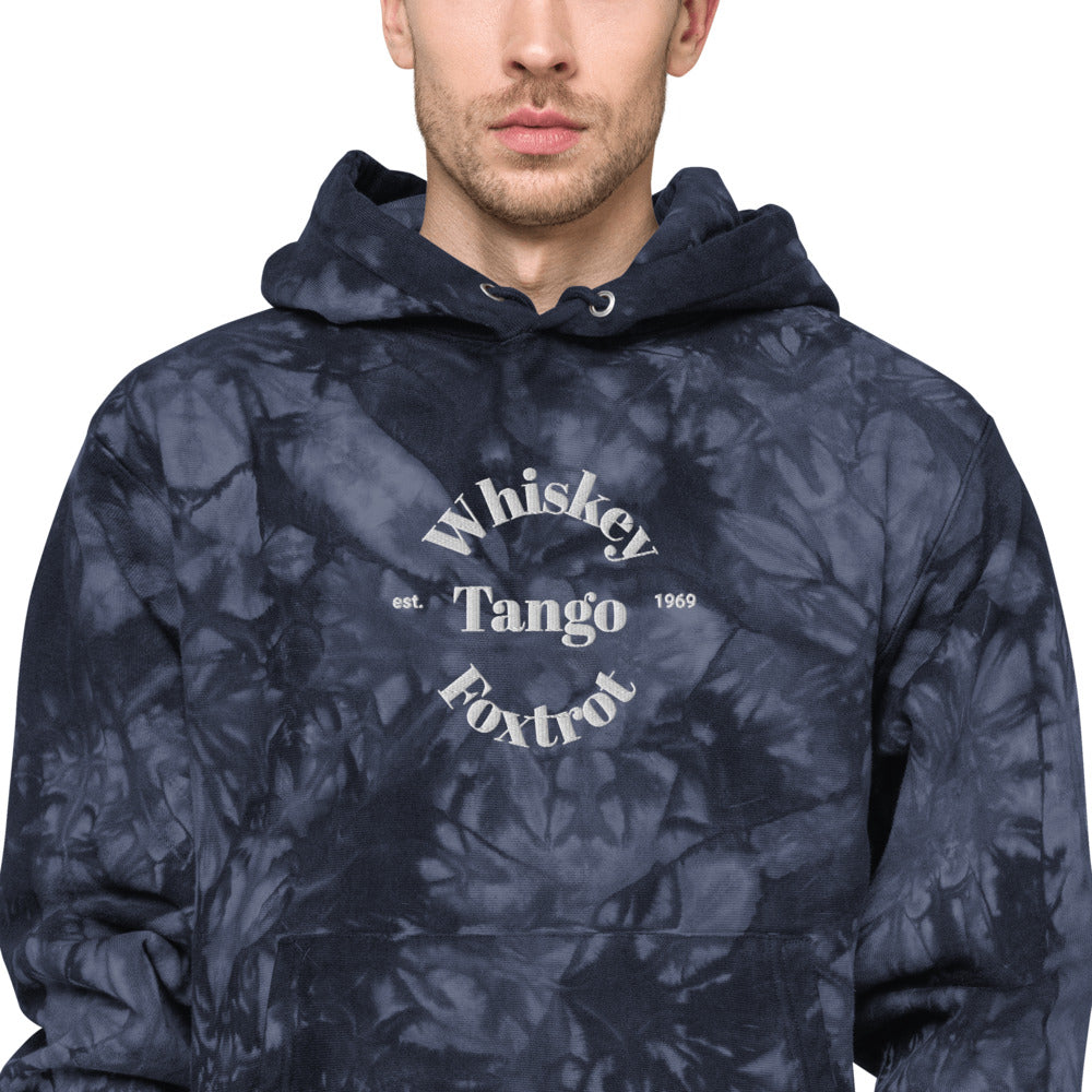 Whiskey Tango Foxtrot Est. 1969 Unisex Champion tie-dye hoodie