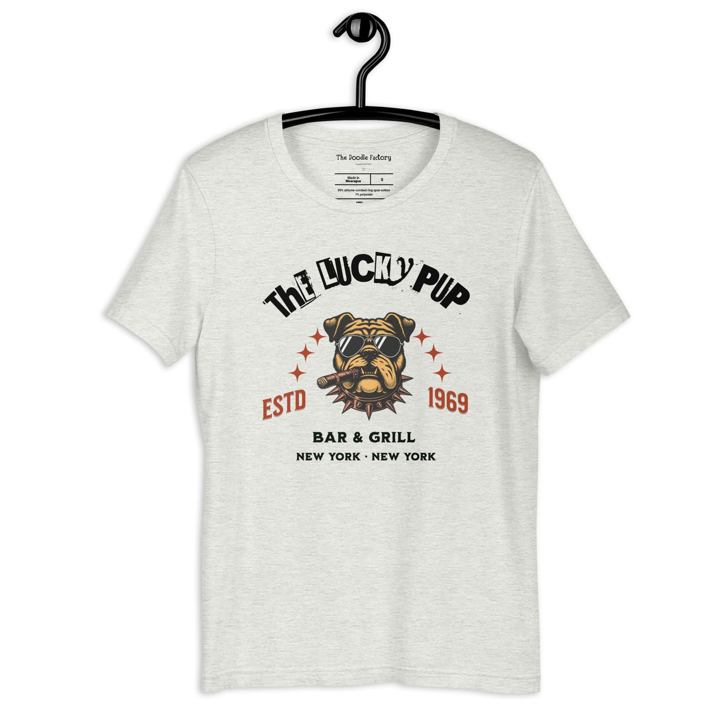 The Lucky Pup Bar & Grill (black lettering) Unisex t-shirt