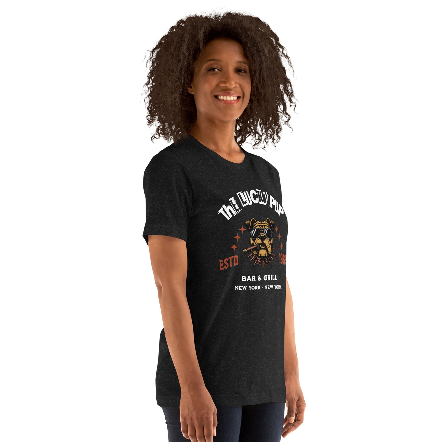 The Lucky Pup Bar & Grill (white lettering) Unisex t-shirt