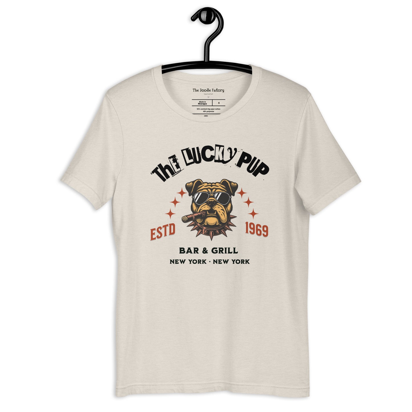 The Lucky Pup Bar & Grill (black lettering) Unisex t-shirt