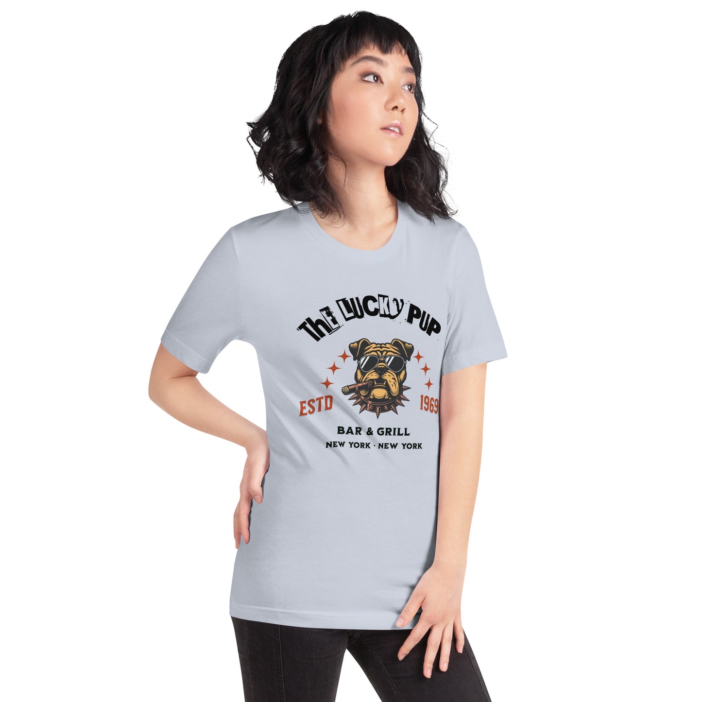 The Lucky Pup Bar & Grill (black lettering) Unisex t-shirt