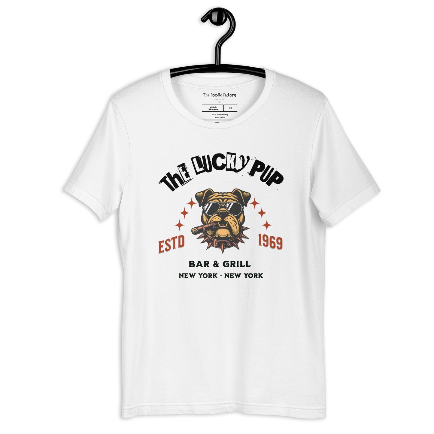 The Lucky Pup Bar & Grill (black lettering) Unisex t-shirt