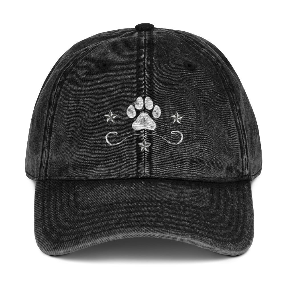 Starry Paw - Weathered Design Vintage Cotton Twill Cap