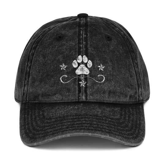 Starry Paw - Weathered Design Vintage Cotton Twill Cap