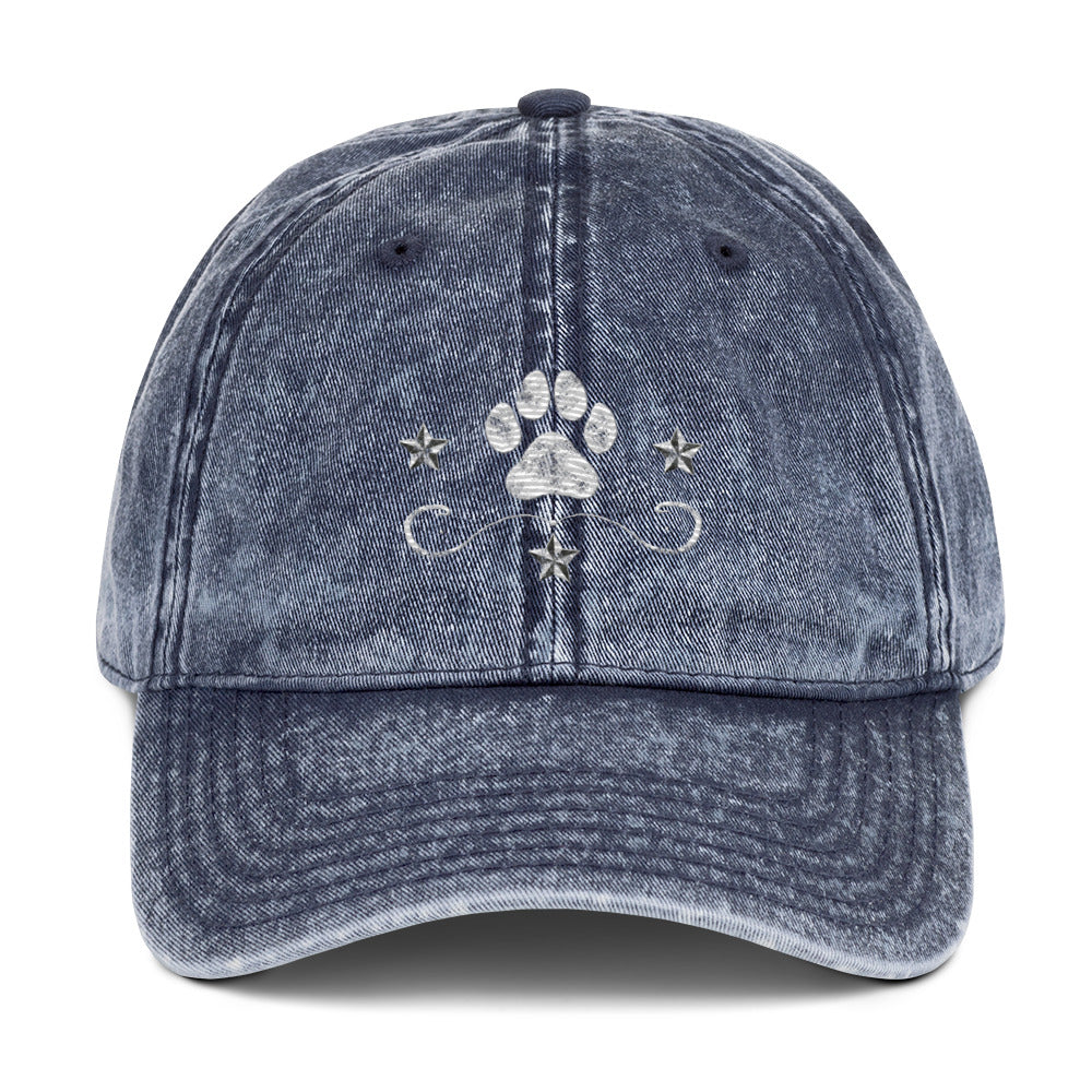 Starry Paw - Weathered Design Vintage Cotton Twill Cap