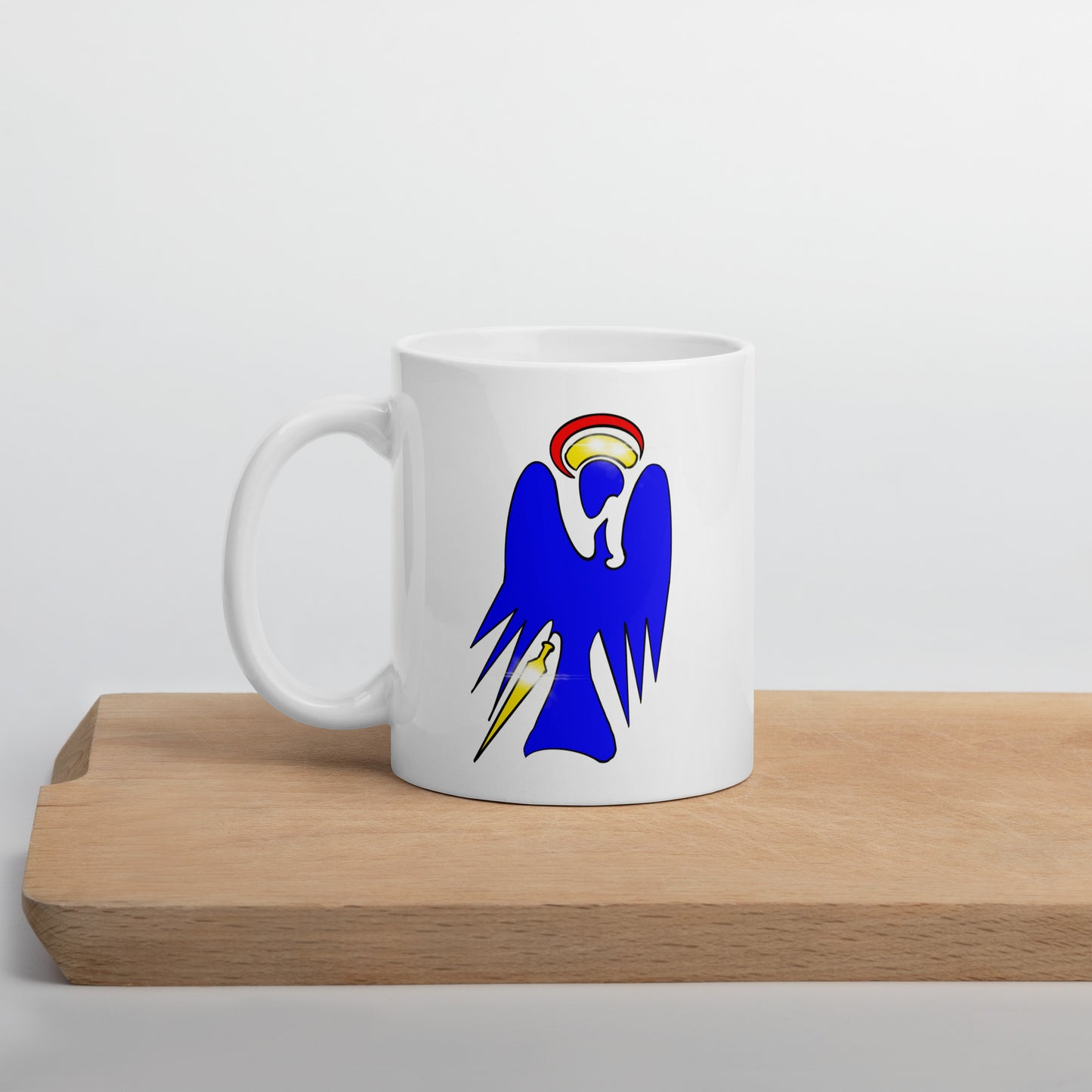 The Archangel Michael - Abstract Design White glossy mug