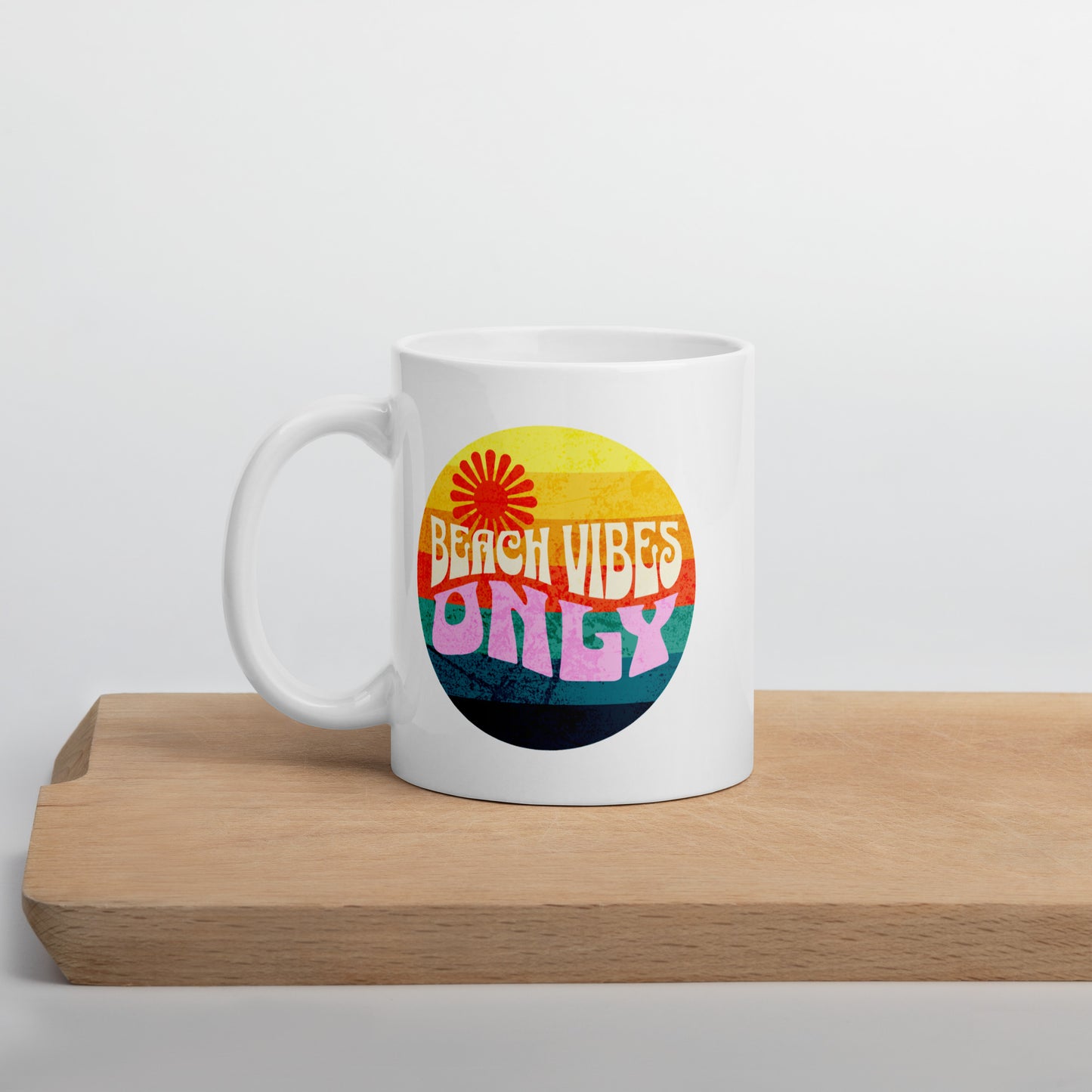 Beach Vibes Only White glossy mug