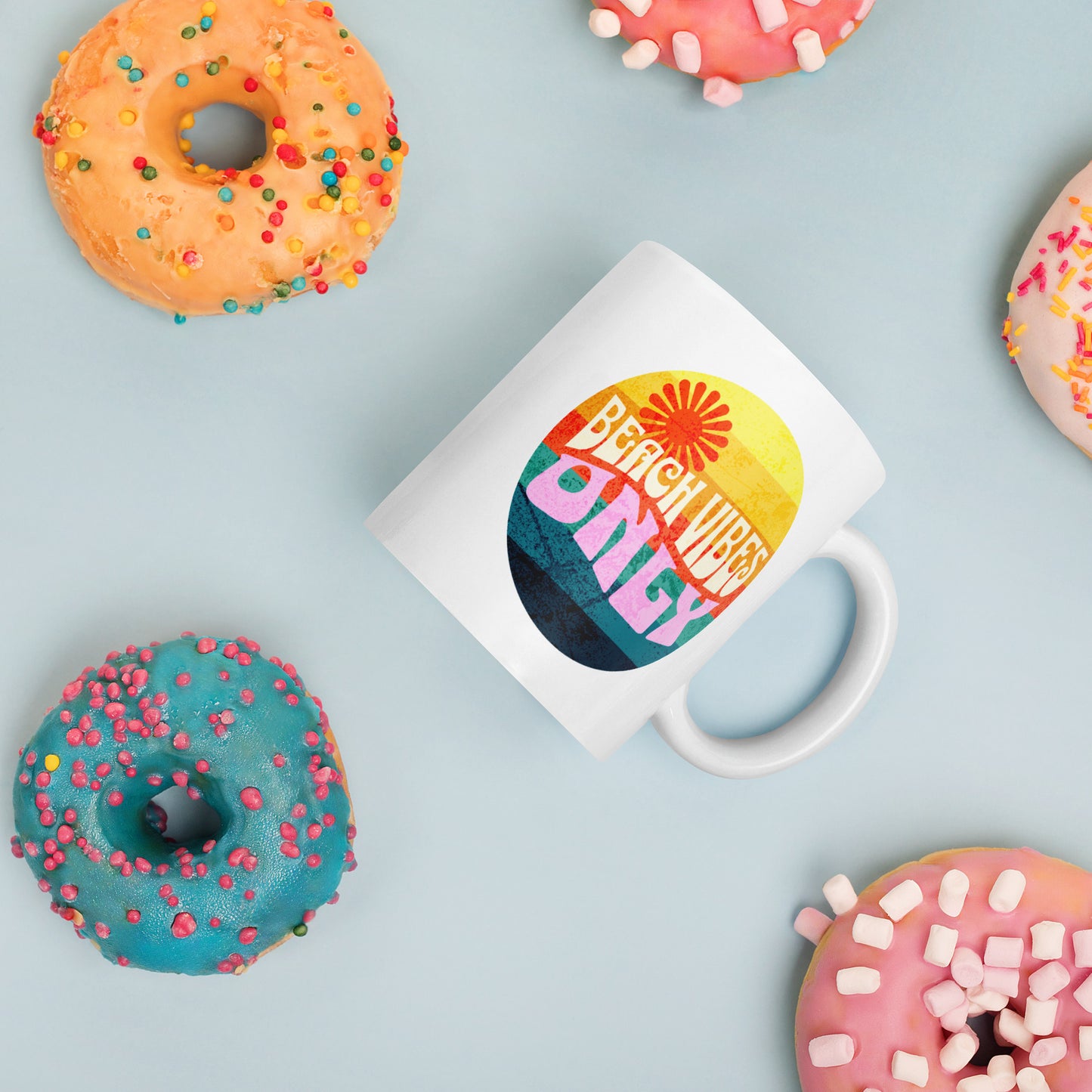 Beach Vibes Only White glossy mug