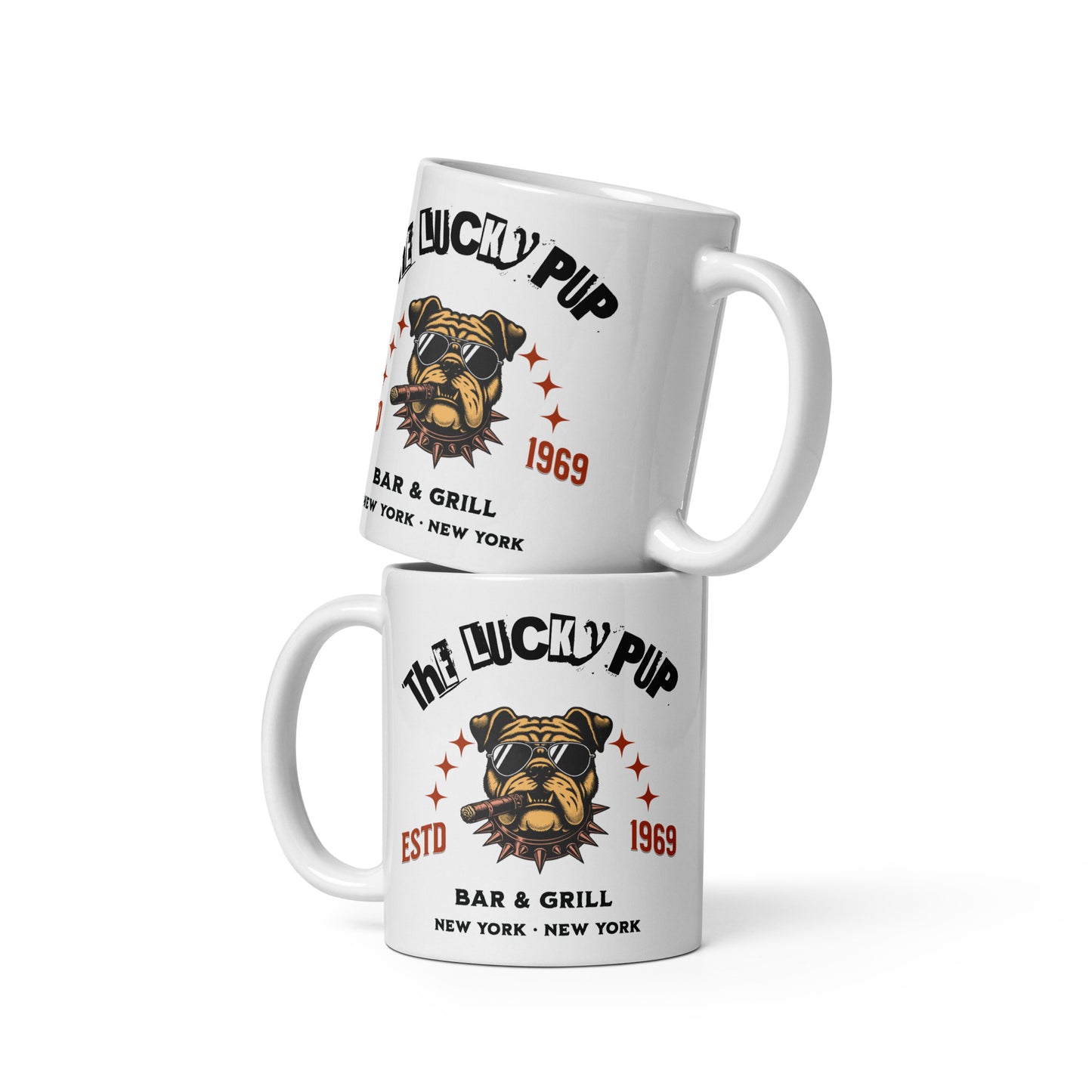 The Lucky Pup Bar & Grill White glossy mug