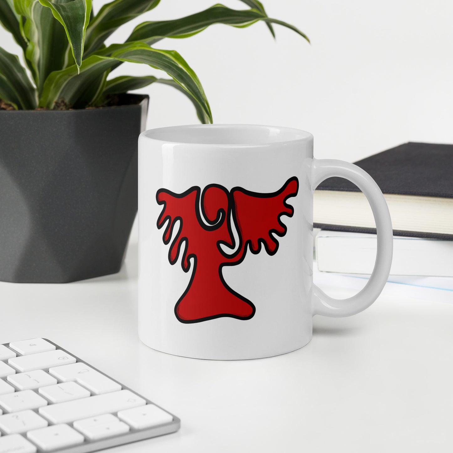 Archangel Uriel Abstract Design White glossy mug