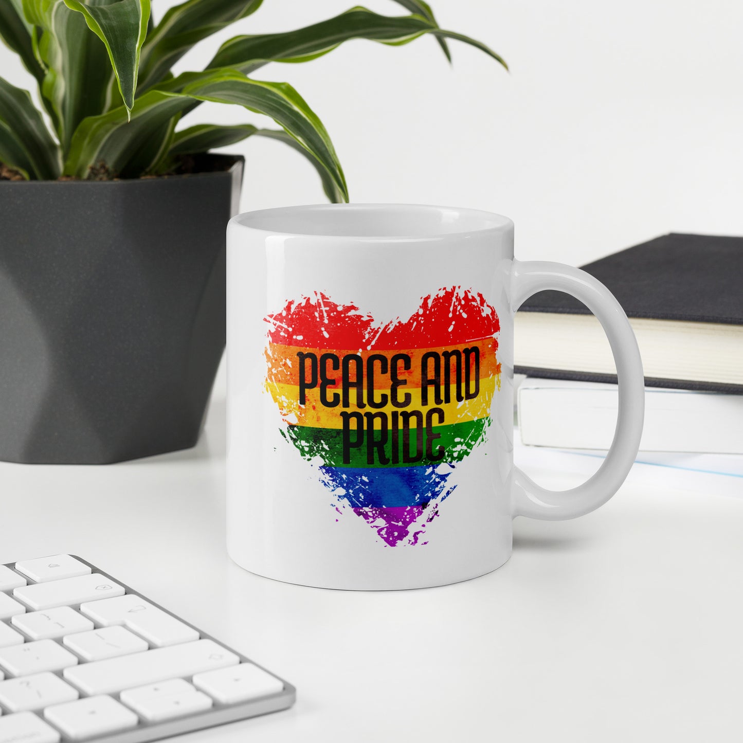 Peace And Pride - White glossy mug