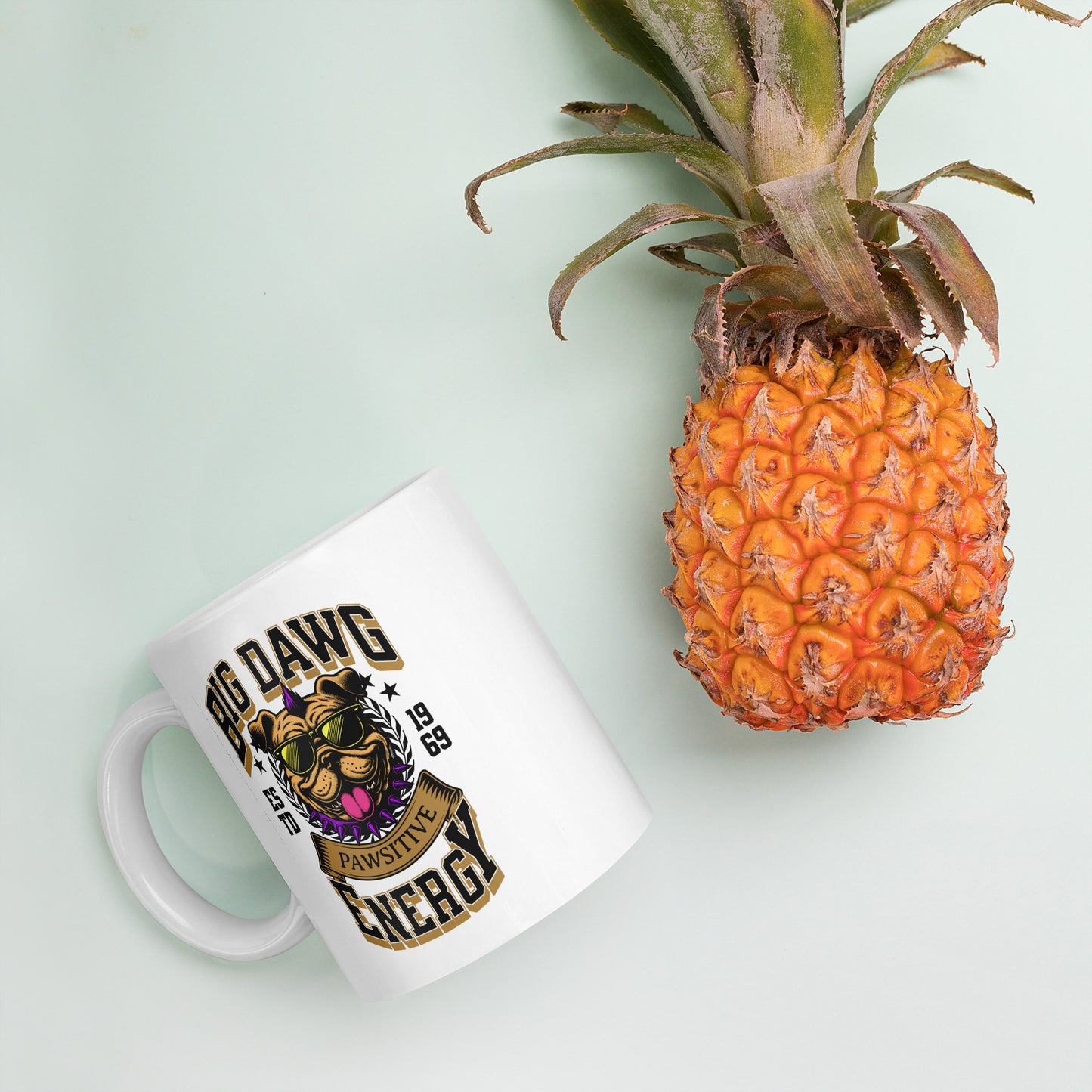Big Dawg Energy White glossy mug
