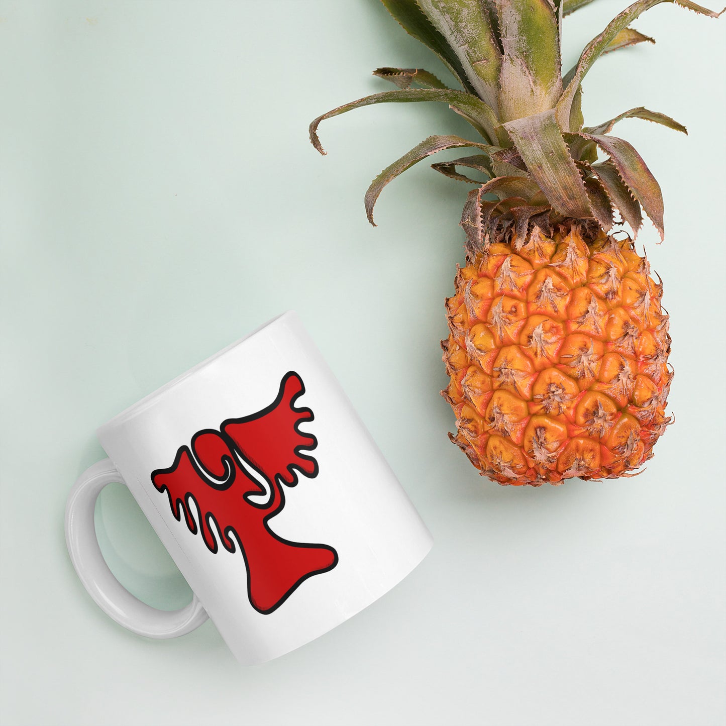 Archangel Uriel Abstract Design White glossy mug