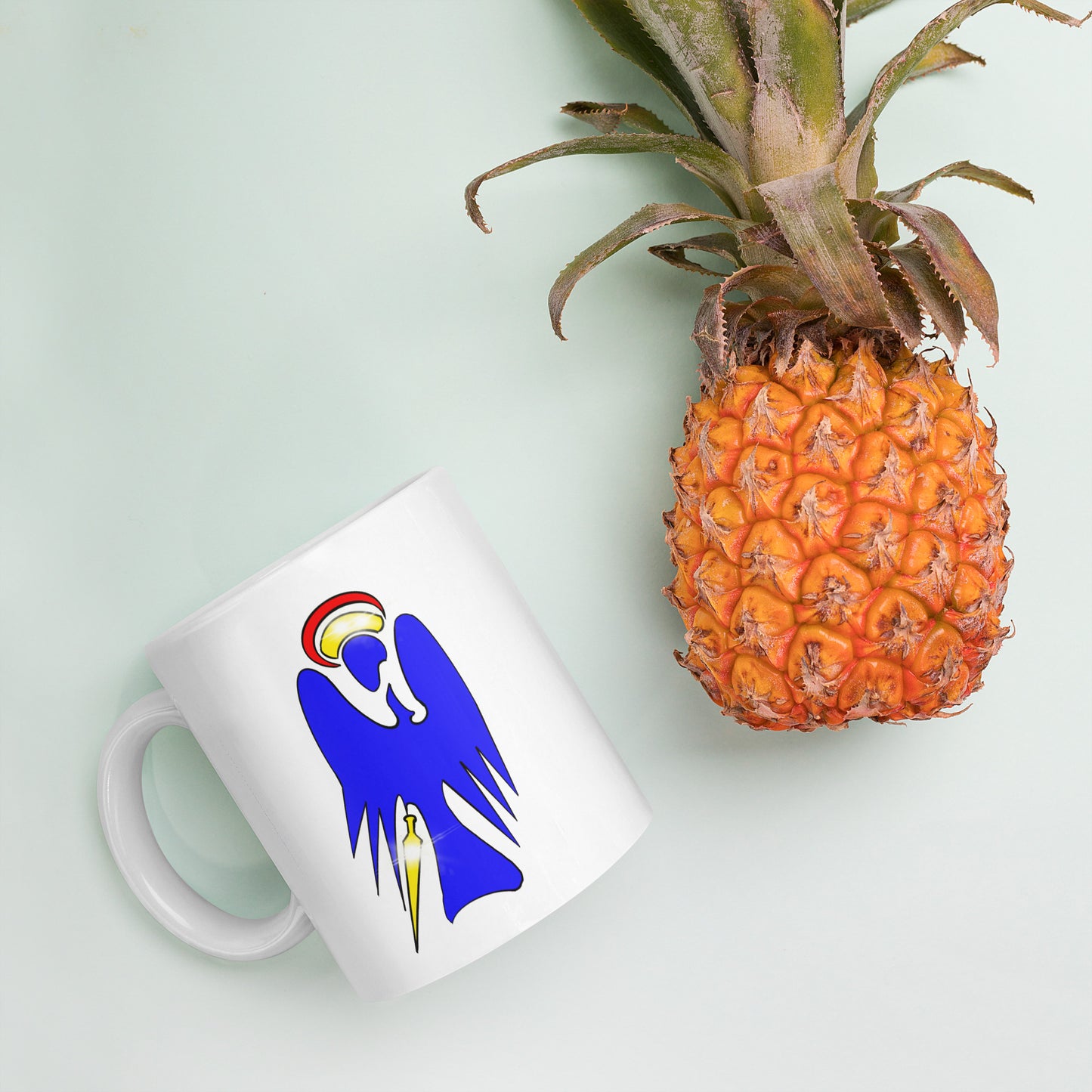 The Archangel Michael - Abstract Design White glossy mug