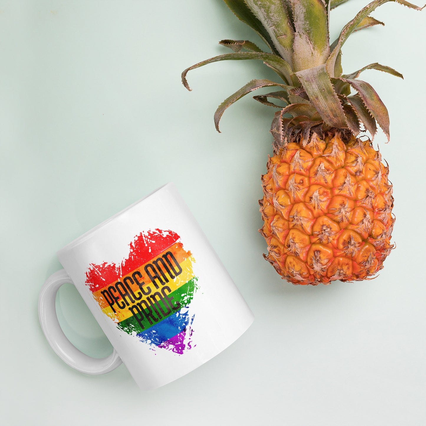 Peace And Pride - White glossy mug